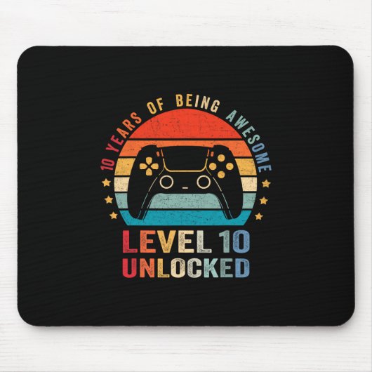 Level 10 Unlocked Shirt Funny Video Gamer 10th Bir マウスパッド (正面)