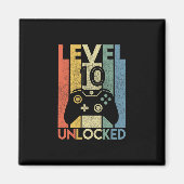 Level 10 Unlocked Shirt Funny Video Gamer 10th Bir マグネット (正面)