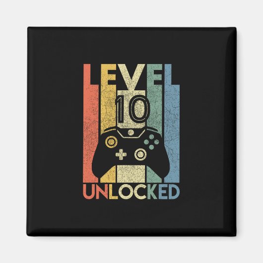 Level 10 Unlocked Shirt Funny Video Gamer 10th Bir マグネット (正面)