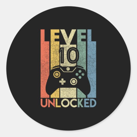 Level 10 Unlocked Shirt Funny Video Gamer 10th Bir ラウンドシール (正面)