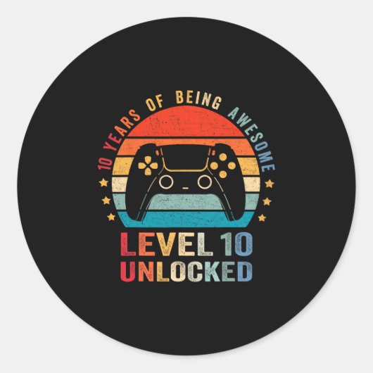 Level 10 Unlocked Shirt Funny Video Gamer 10th Bir ラウンドシール (正面)