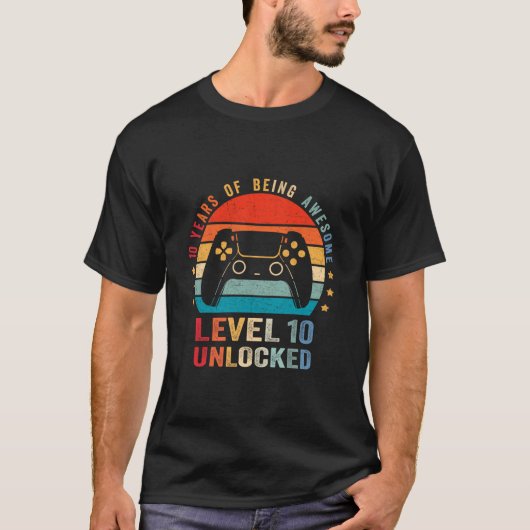 Level 10 Unlocked Shirt Funny Video Gamer 10th Bir Tシャツ (正面)
