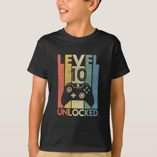 Level 10 Unlocked Shirt Funny Video Gamer 10th Bir Tシャツ (正面)