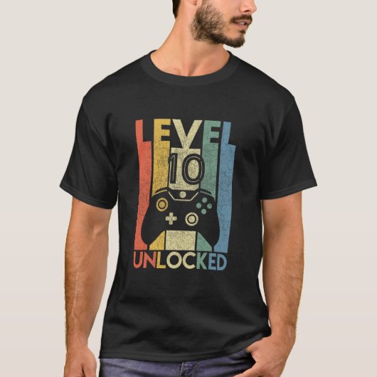 Level 10 Unlocked Shirt Funny Video Gamer 10th Bir Tシャツ (正面)