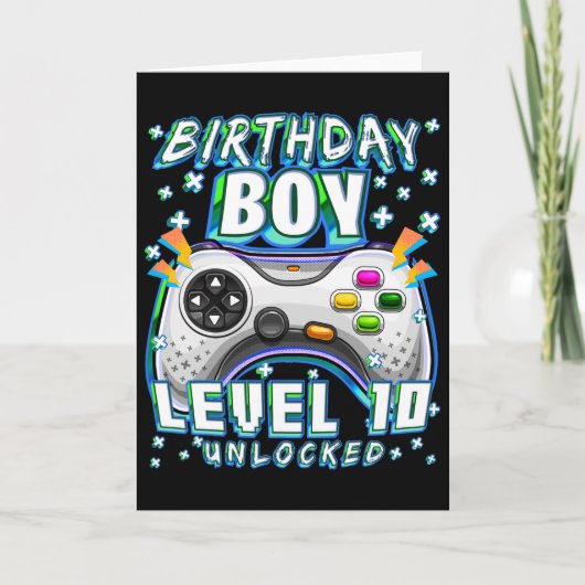 Level 10 Unlocked Video Game 10th Birthday Gamer B カード (正面)