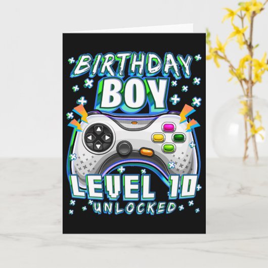 Level 10 Unlocked Video Game 10th Birthday Gamer B カード (黄色い花)