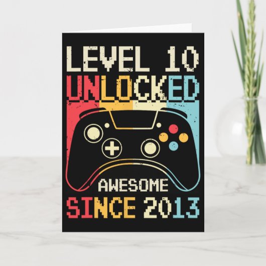 Level 10 Unlocked Video Game 10th Birthday Gamer B カード (正面)