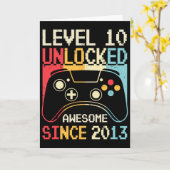 Level 10 Unlocked Video Game 10th Birthday Gamer B カード (黄色い花)