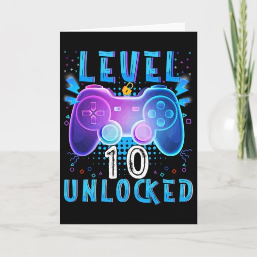 Level 10 Unlocked Video Game 10th Birthday Gamer B カード (正面)