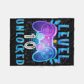 Level 10 Unlocked Video Game 10th Birthday Gamer B フリースブランケット (正面(横))