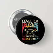 Level 10 Unlocked Video Game 10th Birthday Gamer B 缶バッジ (正面&裏面)