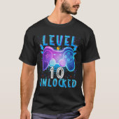 Level 10 Unlocked Video Game 10th Birthday Gamer B Tシャツ (正面)