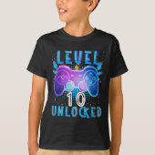 Level 10 Unlocked Video Game 10th Birthday Gamer B Tシャツ (正面)