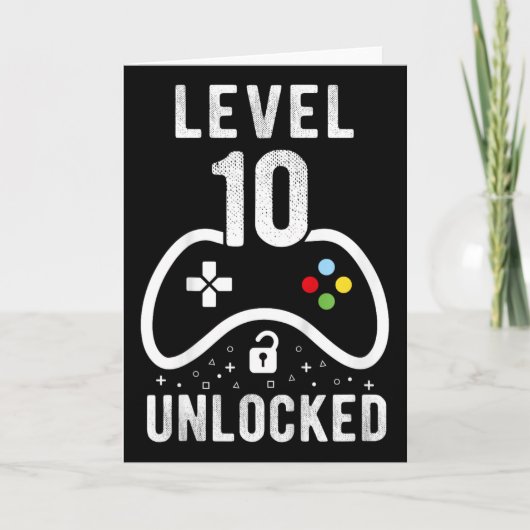 Level 10 Unlocked Video Game 10th Birthday Gift 1 カード (正面)