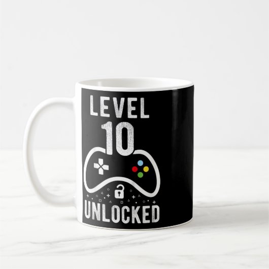 Level 10 Unlocked Video Game 10th Birthday Gift 1 コーヒーマグカップ (左)