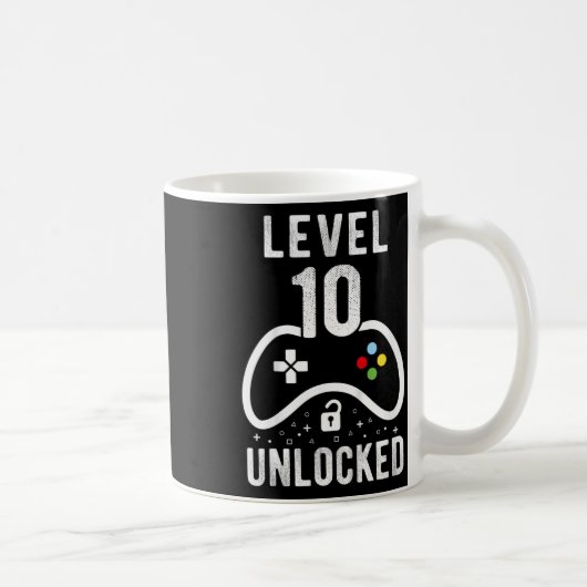 Level 10 Unlocked Video Game 10th Birthday Gift 1  コーヒーマグカップ (右)