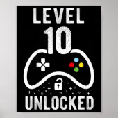 Level 10 Unlocked Video Game 10th Birthday Gift 1  ポスター (正面)