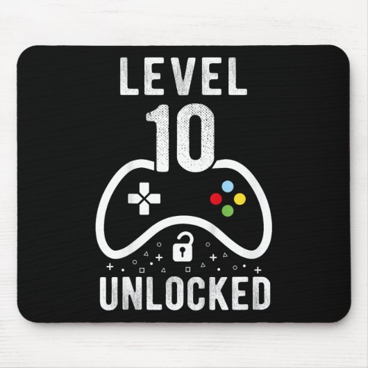 Level 10 Unlocked Video Game 10th Birthday Gift 1 マウスパッド (正面)