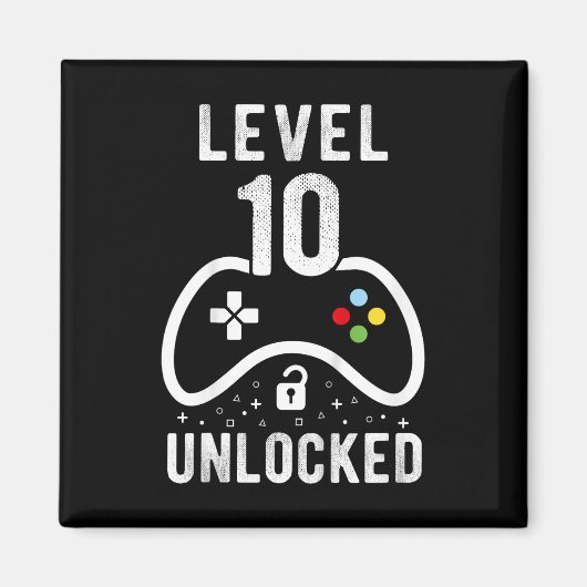 Level 10 Unlocked Video Game 10th Birthday Gift 1  マグネット (正面)