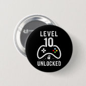 Level 10 Unlocked Video Game 10th Birthday Gift 1  缶バッジ (正面&裏面)