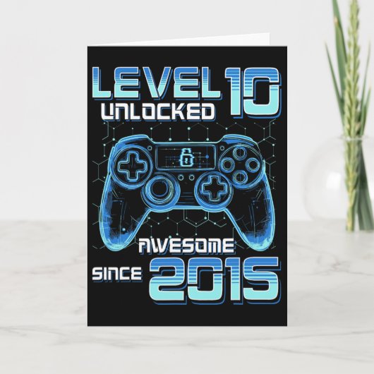 Level 10 Unlocked Video Game Party 10th Birthday G カード (正面)