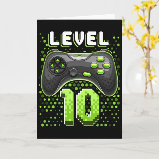 Level 10 Video Game Controller 10th Birthday Gamer カード (黄色い花)