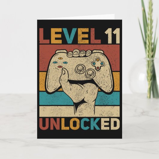 Level 11 Unlocked 11 Year Old Boy Bday Outfit 11th カード (正面)