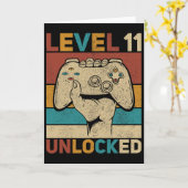 Level 11 Unlocked 11 Year Old Boy Bday Outfit 11th カード (黄色い花)