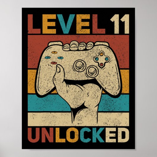 Level 11 Unlocked 11 Year Old Boy Bday Outfit 11th ポスター (正面)