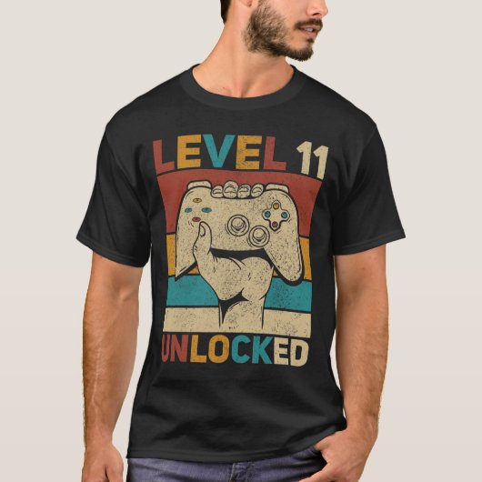 Level 11 Unlocked 11 Year Old Boy Bday Outfit 11th Tシャツ (正面)