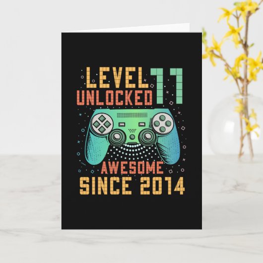 Level 11 Unlocked 11th Birthday 11 Year Old Boy Gi カード (黄色い花)