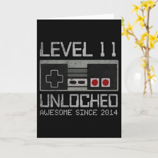 Level 11 Unlocked 11th Birthday 11 Year Old Video  カード (黄色い花)