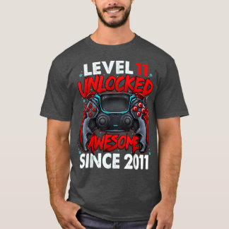 Level 11 Unlocked Awesome Since 2011 11th Birthday Tシャツ