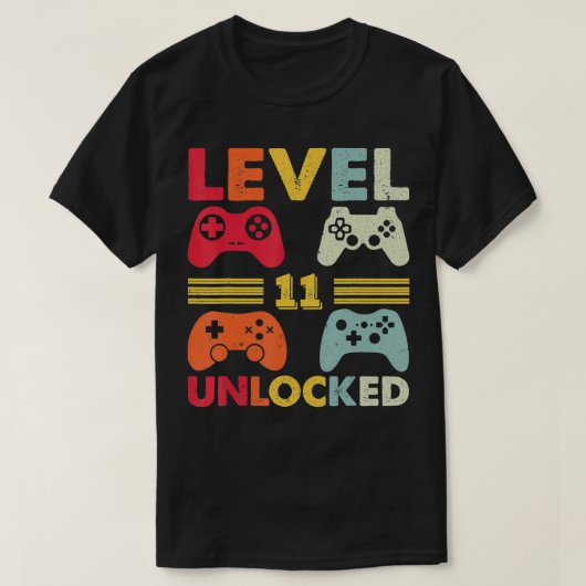 Level 11 Unlocked  Funny Video Gamer 11th Birthday Tシャツ (デザイン正面)