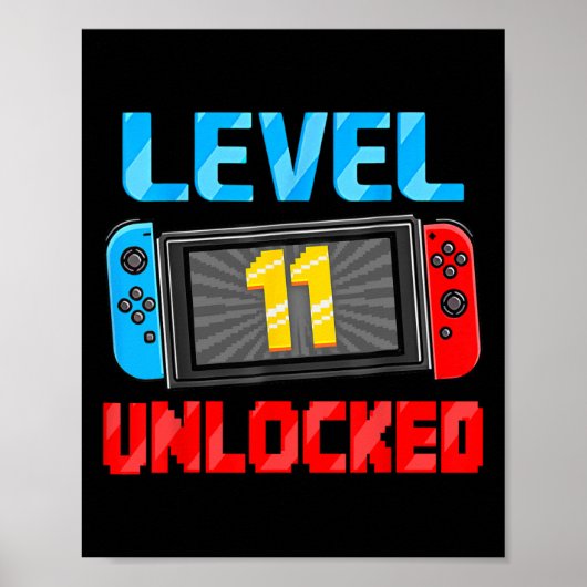 Level 11 Unlocked Gamer 11th Birthday Gift Video G ポスター (正面)