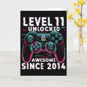 Level 11 Unlocked Video Game 11th Birthday Gamer B カード (黄色い花)