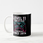 Level 11 Unlocked Video Game 11th Birthday Gamer B コーヒーマグカップ (左)