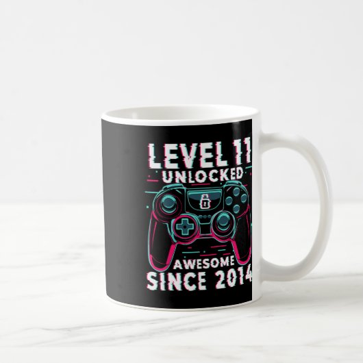 Level 11 Unlocked Video Game 11th Birthday Gamer B コーヒーマグカップ (右)