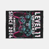 Level 11 Unlocked Video Game 11th Birthday Gamer B フリースブランケット (正面(横))