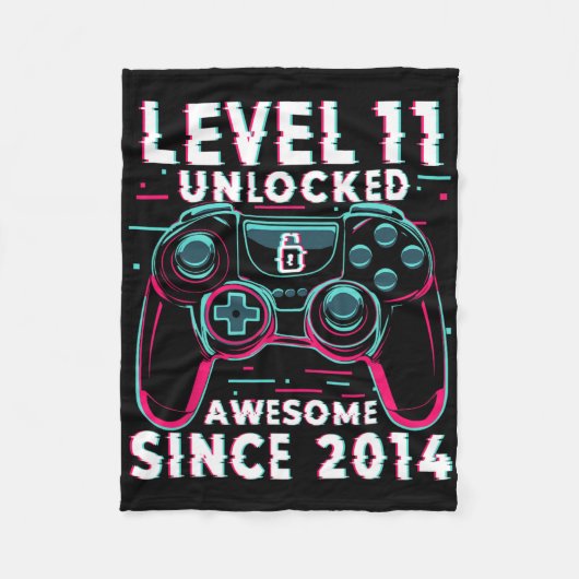 Level 11 Unlocked Video Game 11th Birthday Gamer B フリースブランケット (正面)