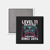 Level 11 Unlocked Video Game 11th Birthday Gamer B マグネット (正面/裏面)