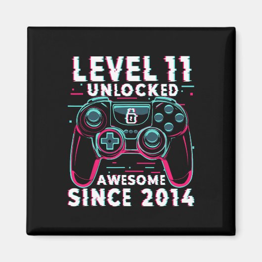 Level 11 Unlocked Video Game 11th Birthday Gamer B マグネット (正面)