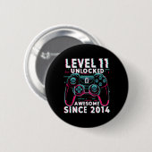 Level 11 Unlocked Video Game 11th Birthday Gamer B 缶バッジ (正面&裏面)