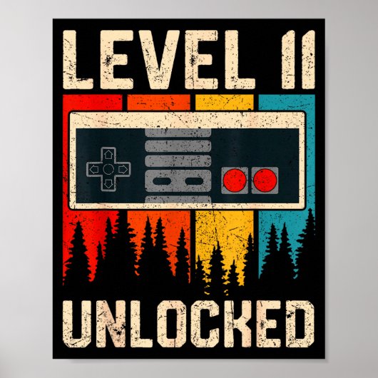 Level 11 Unlocked Video Game Controller Birthday M ポスター (正面)