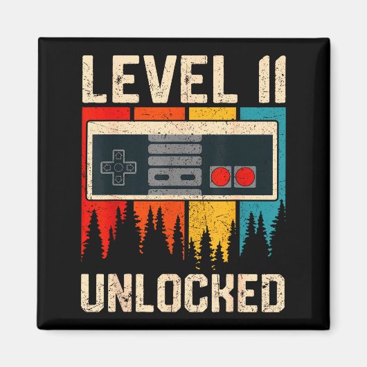 Level 11 Unlocked Video Game Controller Birthday M マグネット (正面)