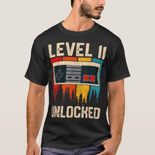 Level 11 Unlocked Video Game Controller Birthday M Tシャツ (正面)