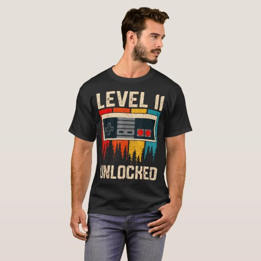 Level 11 Unlocked Video Game Controller Birthday M Tシャツ (正面フル)