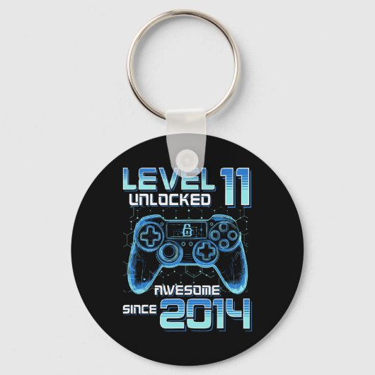 Level 11 Unlocked Video Game Party 11th Birthday G キーホルダー (正面)