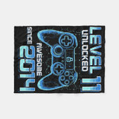 Level 11 Unlocked Video Game Party 11th Birthday G フリースブランケット (正面(横))