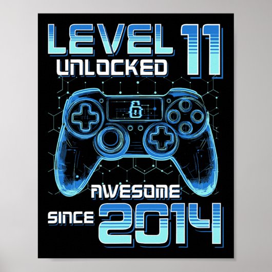 Level 11 Unlocked Video Game Party 11th Birthday G ポスター (正面)